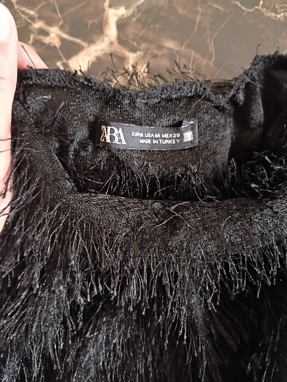 ZARA Black Feather-Look Top